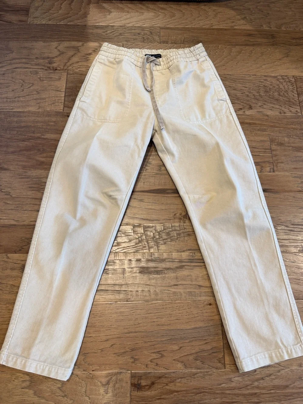 Zara Men's Cream Drawstring Chinos